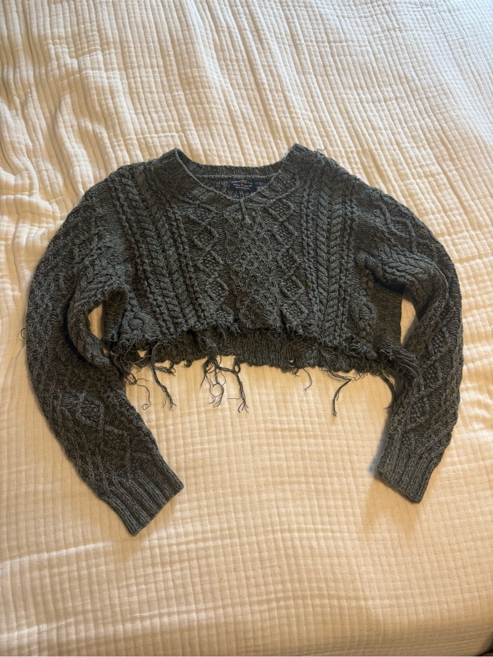 American Eagle Outfitters Cropped Cable Knit Sweater